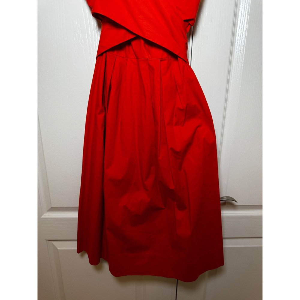 J. by J. Crew Women Orange Wrap Front Tie Back Bow Midi Dress Size 4 - Picture 5 of 6